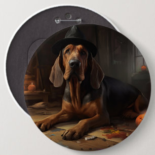 Bloodhound Pumpkins Halloween Beängstigend Button