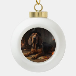 Bloodhound Pumpkins Halloween Beängstigend Keramik Kugel-Ornament