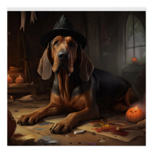 Bloodhound Pumpkins Halloween Beängstigend Poster