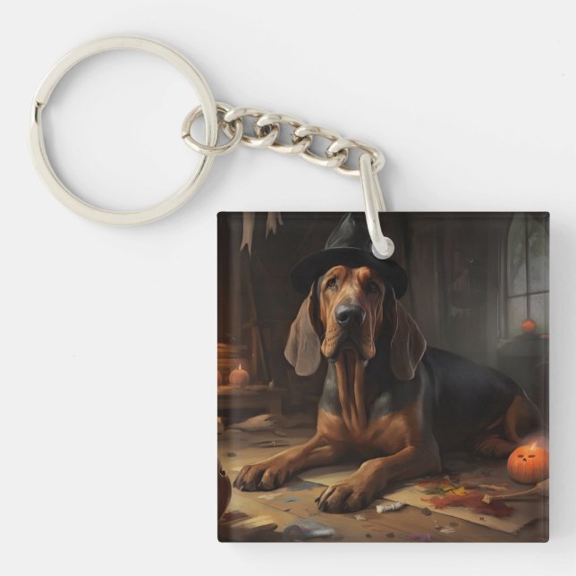 Bloodhound Pumpkins Halloween Beängstigend Schlüsselanhänger (Vorderseite)
