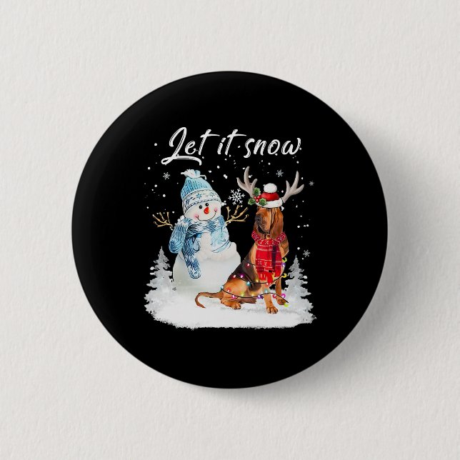 Bloodhound Santa Dog Weihnachtsschneemann Xmas Paj Button (Vorderseite)