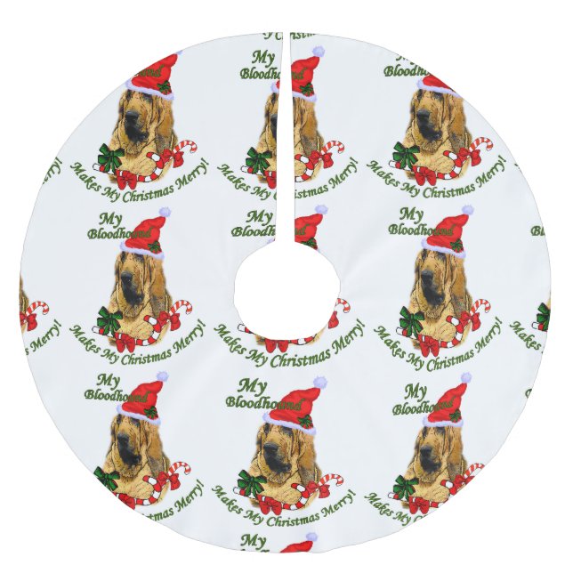 Bloodhound Weihnachten froh Polyester Weihnachtsbaumdecke (Vorderseite)