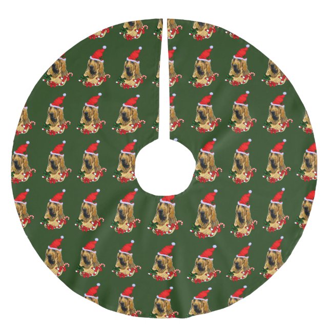 Bloodhound Weihnachten froh Polyester Weihnachtsbaumdecke (Vorderseite)