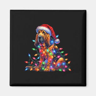 Bloodhound Weihnachtslicht Weihnachtsmannmütze Hun Magnet