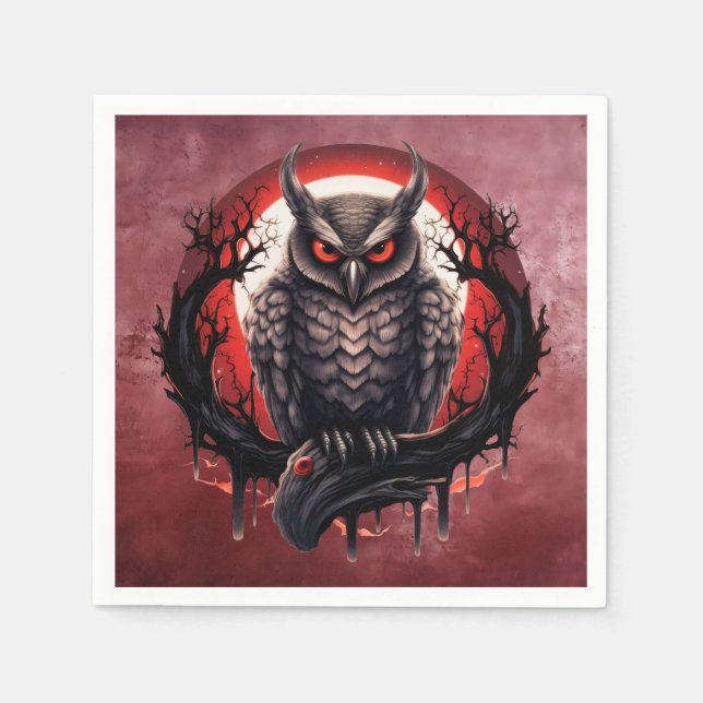 Bloodmoon Horned Owl Serviette (Vorderseite)
