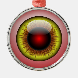 Bloodshot Augapfel-gelbe Iris-runder Schüler Silbernes Ornament
