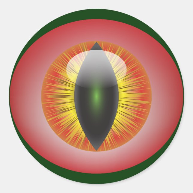 Bloodshot Eyeball Orange Iris Slit Pupil Runder Aufkleber (Vorderseite)