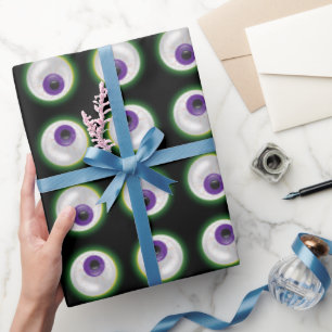 Bloodshot Lila Zombie Monster Eyeball Halloween Geschenkpapier