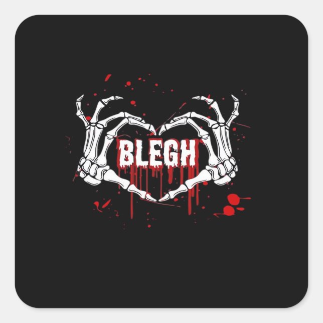 Bloody Breakdown, Skeleton Heart Handemo, Metalc Quadratischer Aufkleber (Vorderseite)