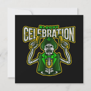 Bloody Celebration Skeleton Leprechaun Feiertagskarte
