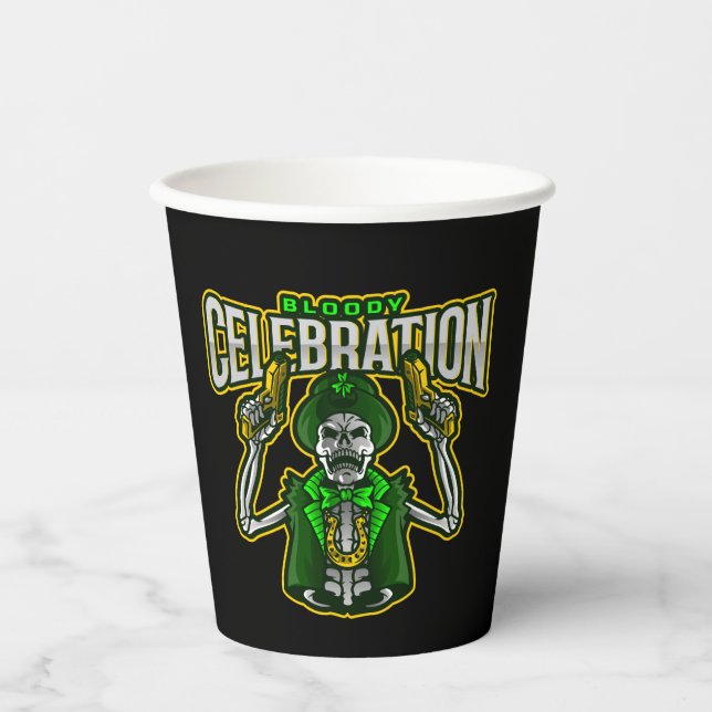 Bloody Celebration Skeleton Leprechaun Paper Cups Pappbecher (Vorderseite)