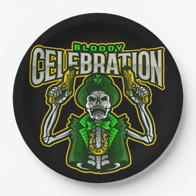 Bloody Celebration Skeleton Leprechaun Papierplatt Pappteller (Vorderseite)