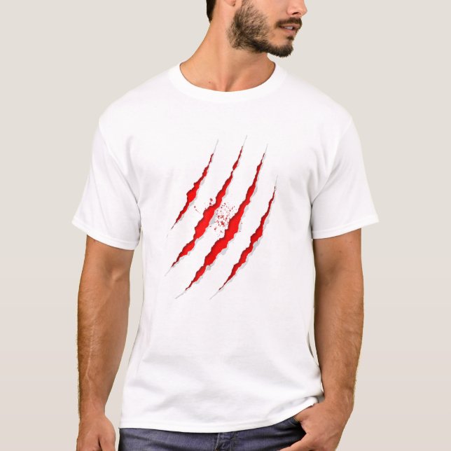 Bloody Claw Werewolf Scratches Halloween-Kostüm T-Shirt (Vorderseite)
