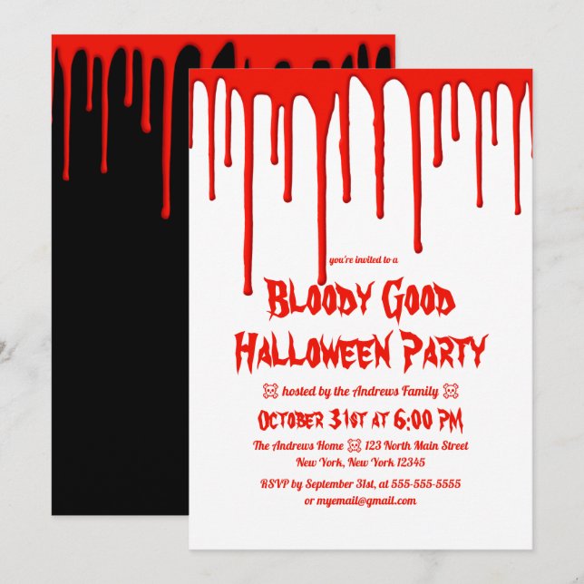 Bloody Good Red Dripping Blood Halloween-Party Einladung (Vorne/Hinten)