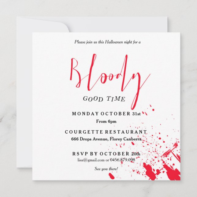 Bloody Gute Zeit Beängstigende Party Halloween Ein Einladung (Vorderseite)