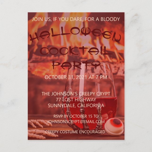 Bloody Halloween Cocktail Party Einladung (Vorderseite)