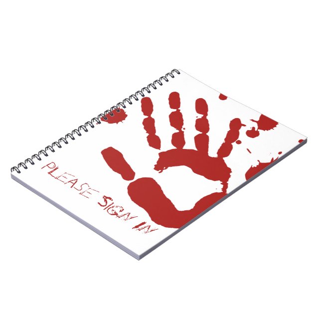 Bloody Hand Blood Spatter Halloween Gästebuch Notizblock (Linke Seite)