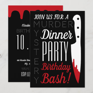 Bloody Knife, Mord Mystery Birthday Party Einladung