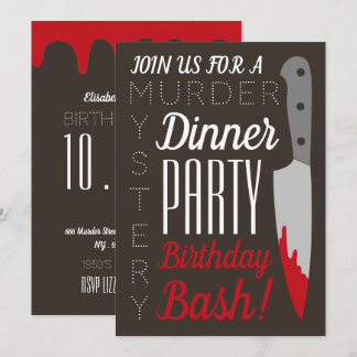 Bloody Knife, Mord Mystery Birthday Party Einladung