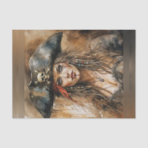 Bloody Lady Pirate Captain Decoupage Paper