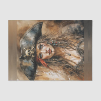 Bloody Lady Pirate Captain Decoupage Paper Seidenpapier