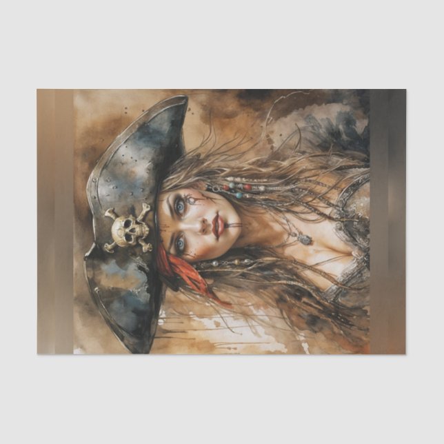 Bloody Lady Pirate Captain Decoupage Paper Seidenpapier (Vorderseite)