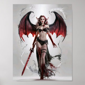 Bloody Lady Vampire Warrior Stehend Majestisch Poster