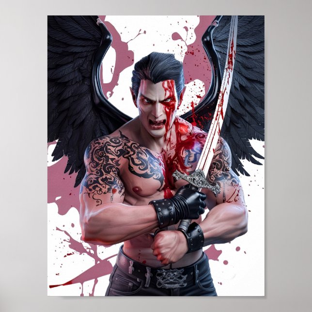 Bloody Male Vampire Warrior Poster Art (Vorne)