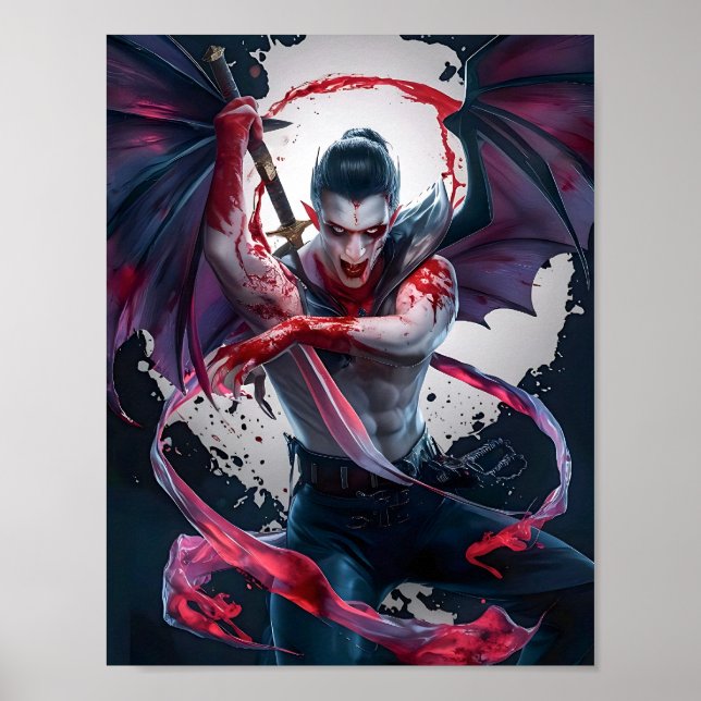 Bloody Male Vampire Warrior Poster Art (Vorne)