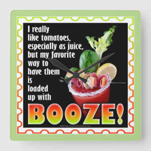 BLOODY MARIA, mit Booze hochgeladen! Quadratische Wanduhr