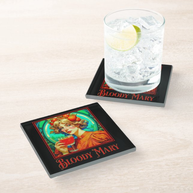 Bloody Mary Art Nouveau Glasuntersetzer (Schrägansicht)