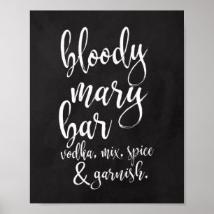 Bloody Mary Bar Kreidetafel 8x10 Hochzeitsschild Poster
