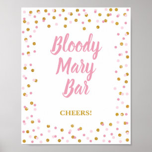 Bloody Mary Bar Party Signieren Pink & Gold Confet Poster