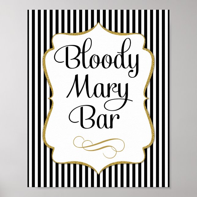 Bloody Mary Bar signieren Schwarzes Gold Poster (Vorne)