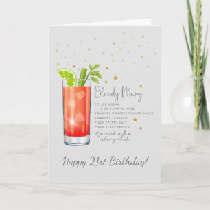 Bloody Mary Cocktail 21e Bonne carte d'anniversair