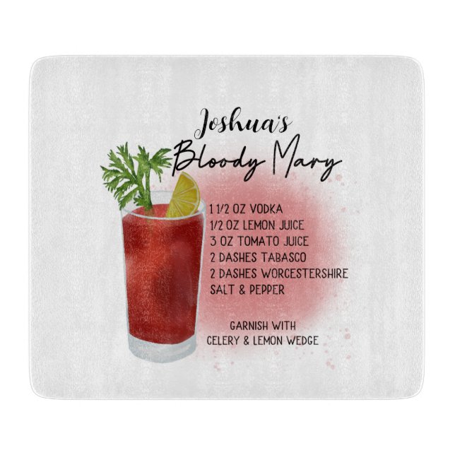 Bloody Mary Cocktail Rezept Personalisiert Schneidebrett (Vorderseite)