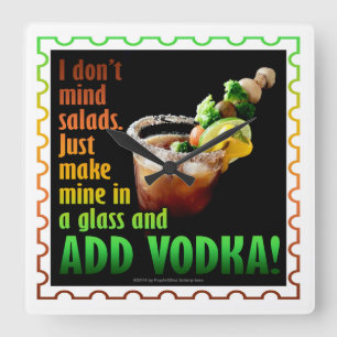 BLOODY MARY, MIT ALKOHOL VOLLGEPACKT QUADRATISCHE WANDUHR