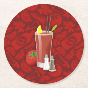 Bloody Mary Runder Pappuntersetzer