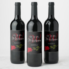 Bloody Rose elegante Black Gothic Hochzeit Weinetikett