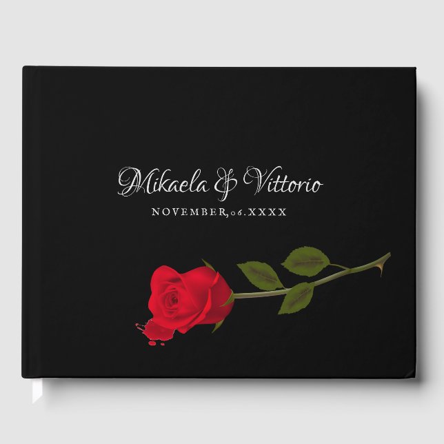 Bloody Rose Elegante Black Gothic Wedding Gästebuch (Vorderseite)