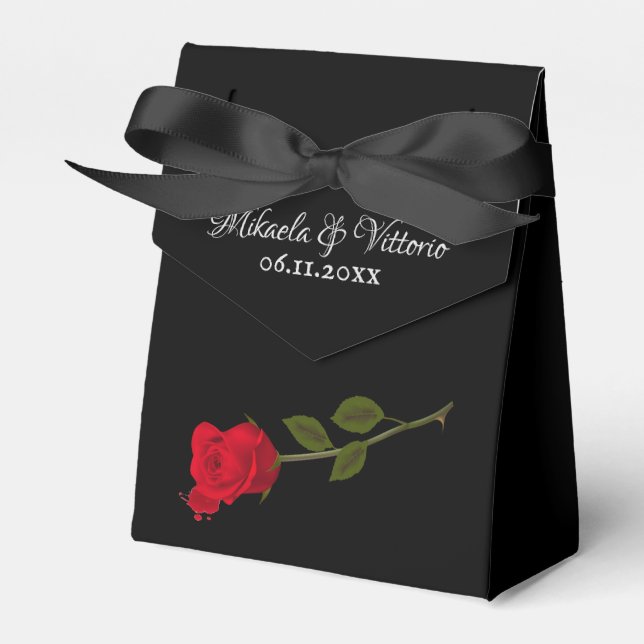 Bloody Rose Elegante Black Gothic Wedding Geschenkschachtel (Vorderseite)