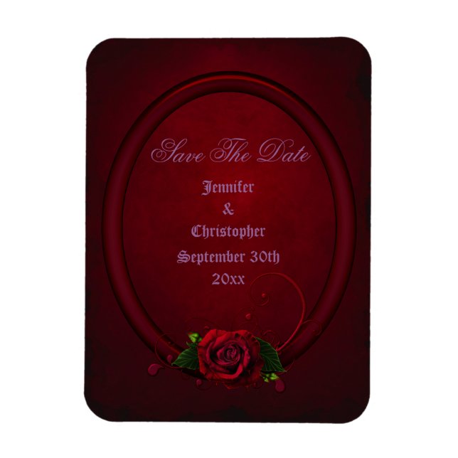 Bloody Rose Frame Save the Date Goth Wedding Magnet (Vertikal)