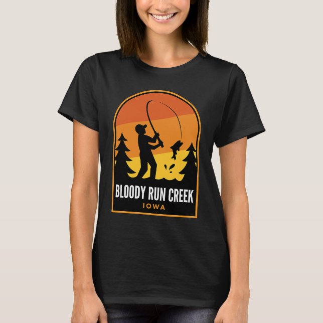 Bloody Run Creek Iowa Fishing T-Shirt (Vorderseite)