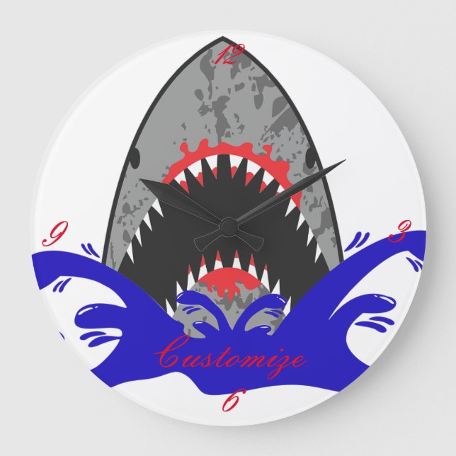 Bloody Shark Jaws Thunder_Cove Große Wanduhr (Vorderseite)