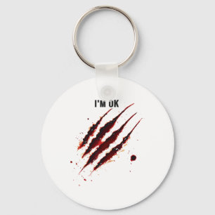 Bloody Shirt Ich bin Ok Blood Spritzer Ripped Funn Schlüsselanhänger