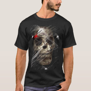 Bloody Skull Shirt - Gothic Spider Web Graphic T-S