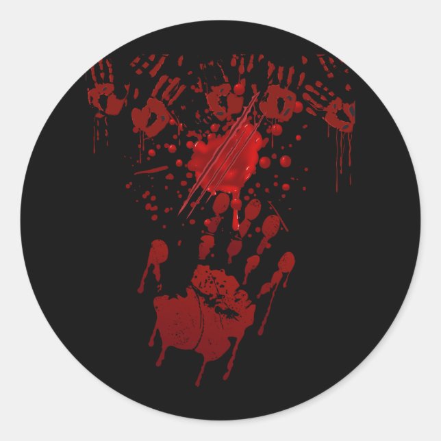 Bloody Spritzer Bloody Handprint Rote Hand Zombie  Runder Aufkleber (Vorderseite)