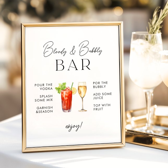 Bloody und Bubbly Bar Wedding Sign Poster (Von Creator hochgeladen)