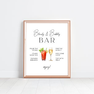 Bloody und Bubbly Bar Wedding Sign Poster