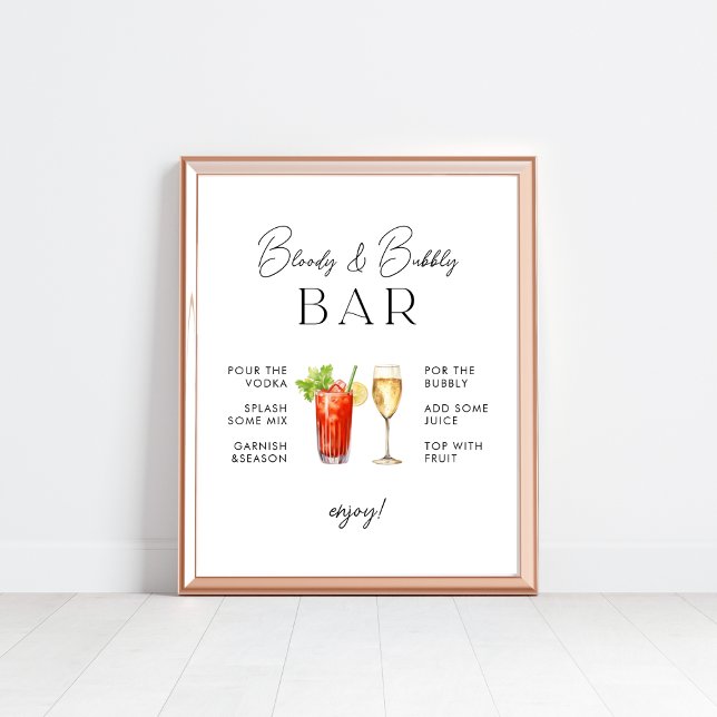 Bloody und Bubbly Bar Wedding Sign Poster (Von Creator hochgeladen)